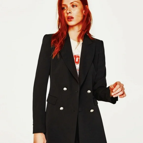 ZARA Dark Navy Blue Military Double Breasted Frock coat, dress
